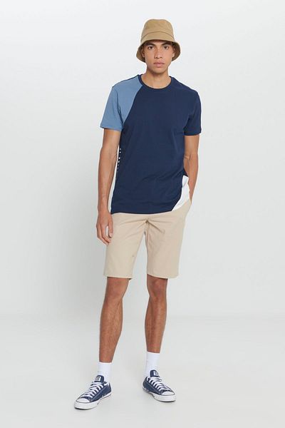AC&Co / Altınyıldız Classics Herren-T-Shirt mit Rundhalsausschnitt in Marineblau und Beige, Standard-Passform, normale Passform, 100 % Baumwolle, bedruckt
