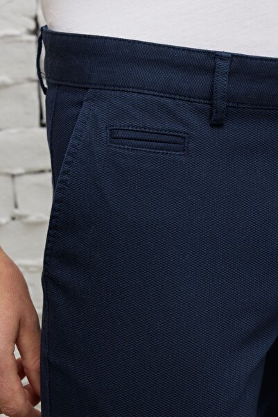ALTINYILDIZ CLASSICS Ανδρικό μπλέ Navy Slim Fit Slim Fit Πλαϊνή τσέπη βαμβακερό εύκαμπτο παντελόνι Dobby