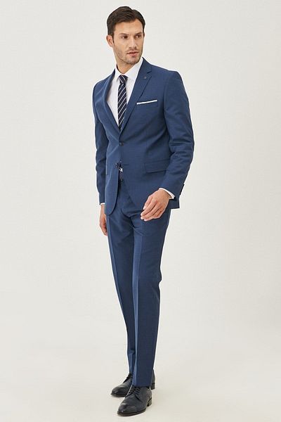 ALTINYILDIZ CLASSICS Ανδρικό κοστούμι από μαλλί Indigo Slim Fit Slim Fit με στάμπα