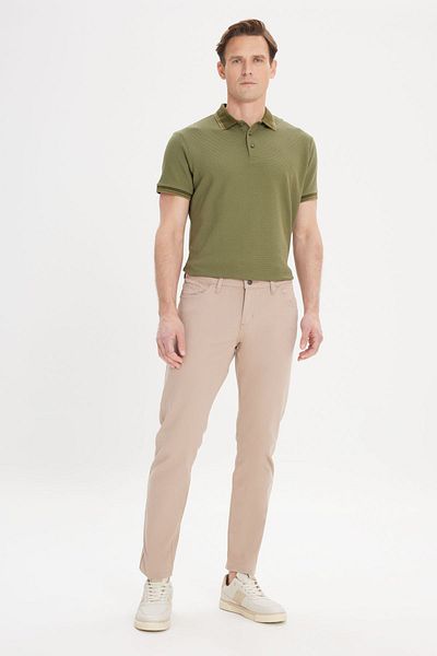 AC&Co / Altınyıldız Classics Béžové Slim Fit elastické Chino kalhoty - bavlněné plátno s 5 kapsami