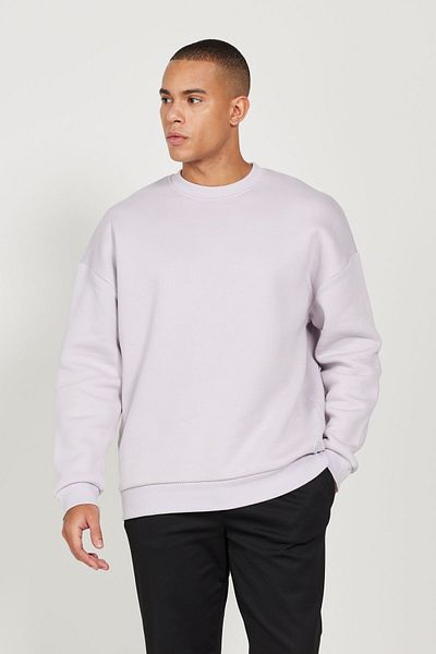 AC&Co / Altınyıldız Classics Ανδρικό φούτερ Lilac - Oversize Cut, Βαμβάκι, Fleece, 3 κλωστές, Crew Neck