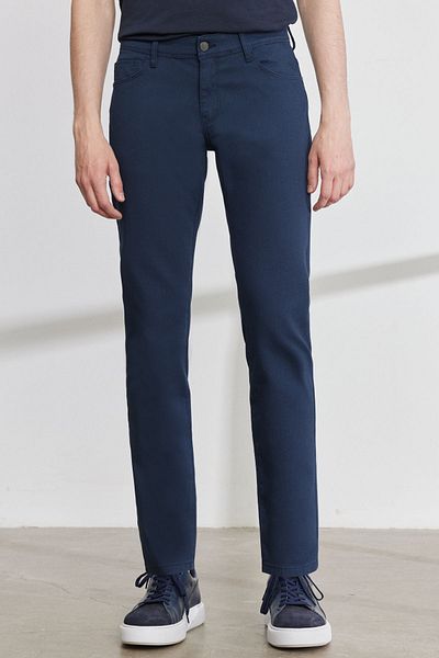 ALTINYILDIZ CLASSICS Ανδρικό Navy Blue Slim Fit Slim Fit 5 Pocket Dobby Flexible Παντελόνι
