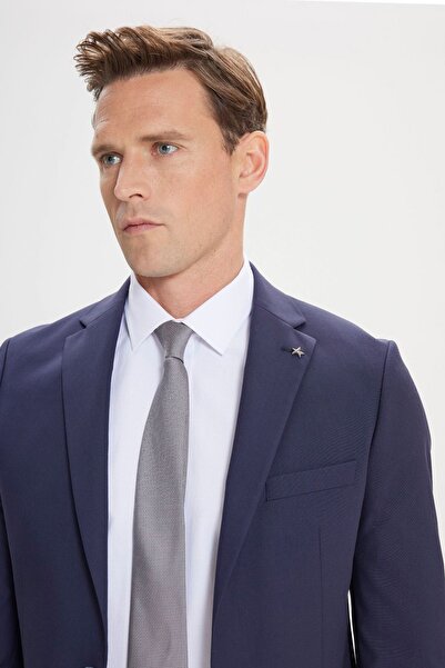 AC&Co / Altınyıldız Classics Erkek Lacivert Slim Fit Dar Kesim Mono Yaka Takım Elbise
