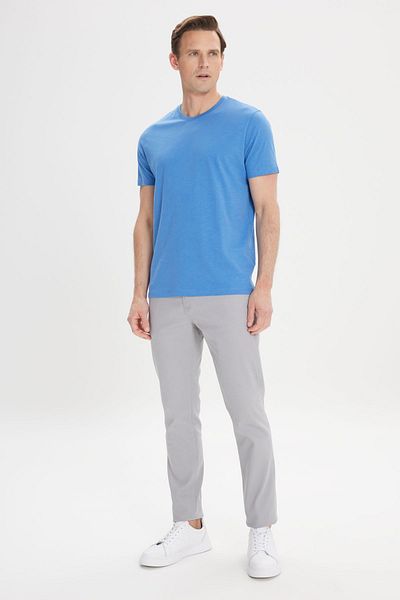 ALTINYILDIZ CLASSICS Ανδρικό μπλουζάκι Indigo Slim Fit Crew Neck από 100% βαμβάκι