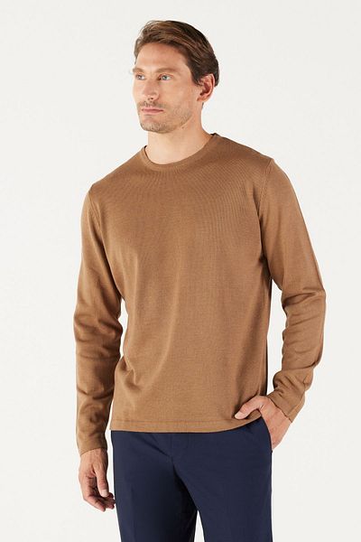 AC&Co / Altınyıldız Classics Πλεκτό πουλόβερ ανδρικό Mink Standard Fit Normal Cut Warm Crew Neck