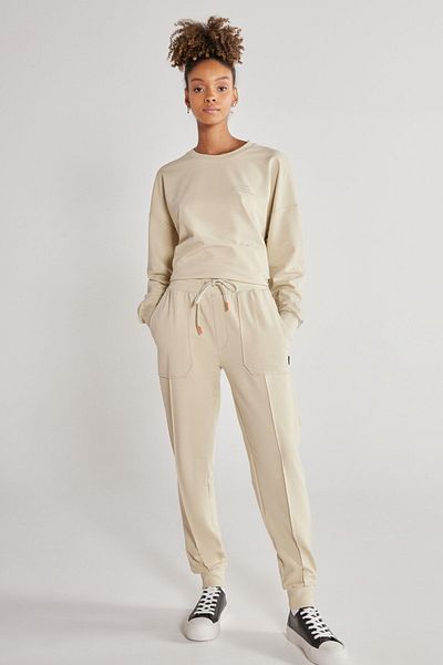 AC&Co / Altınyıldız Classics Unisex μπεζ κανονική εφαρμογή, ελαστικό βαμβακερό παντελόνι με τσέπες