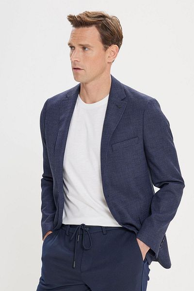 ALTINYILDIZ CLASSICS Ανδρικό μπλέιζερ Navy Blue Slim Fit - Slim Fit, Μονό γιακά, Dobby