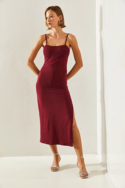 Bianco Lucci Dámské šaty s detailem rozparku – provazový pásek, Model60251423