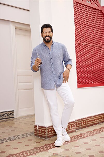 ALTINYILDIZ CLASSICS Ανδρικό πουκάμισο από λινό Navy Blue - Άνετη εφαρμογή, γιακάς με κουμπιά