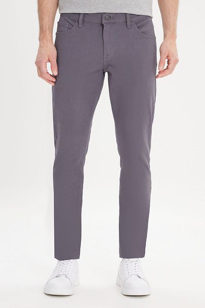 AC&Co / Altınyıldız Classics Men's Anthracite Stretchy Slim Fit Cotton Canvas Chino Pants - 5 Pockets