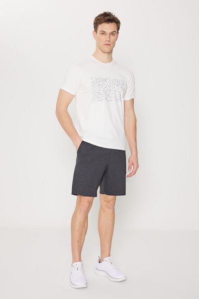 ALTINYILDIZ CLASSICS Ecru Slim Fit schmal geschnittenes Herren-T-Shirt aus Baumwolle mit Rundhalsausschnitt und Bedruckung
