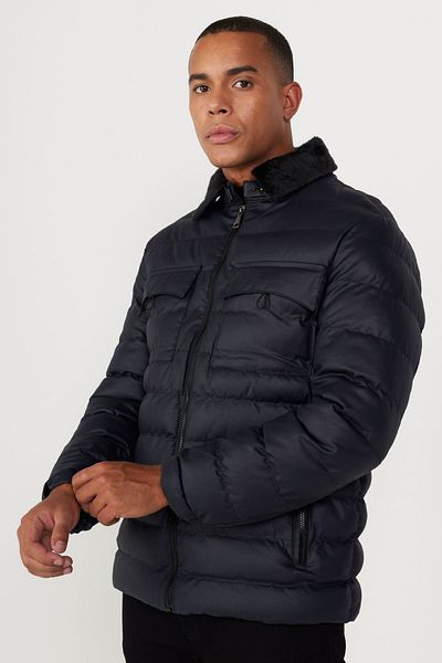 AC&Co / Altınyıldız Classics Ανδρικό παλτό Navy Blue - Standard Fit, Stand γιακάς, με σχέδιο