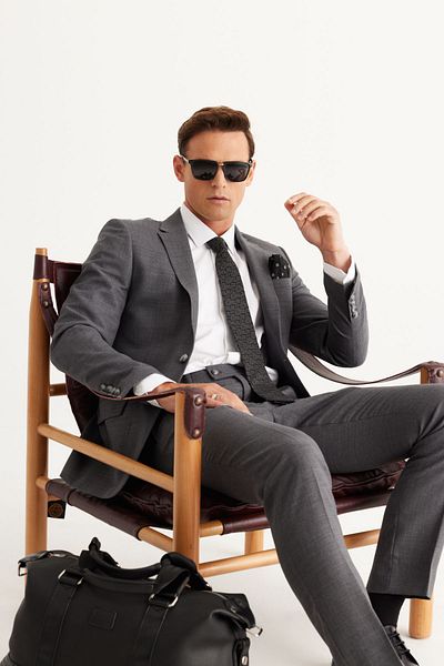 ALTINYILDIZ CLASSICS Men's Gray Slim Fit Slim Fit Mono Collar Cordura Fabric Wool Suit