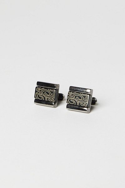 ALTINYILDIZ CLASSICS Herren-Manschettenknöpfe aus anthrazitfarbenem Metall mit spezieller Geschenkbox