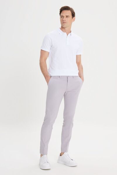 ALTINYILDIZ CLASSICS Erkek Gri Slim Fit Dar Kesim Yan Cepli Pamuklu Esnek Armürlü Pantolon