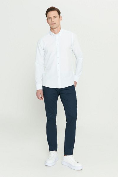 AC&Co / Altınyıldız Classics White Technic Oxford Seersucker Pattern - Flexibilní košile Slim Fit