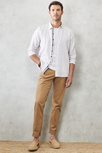 AC&Co / Altınyıldız Classics Ανδρικό Camel Slim Fit Slim Fit 5 Pocket Ευέλικτο παντελόνι Chino