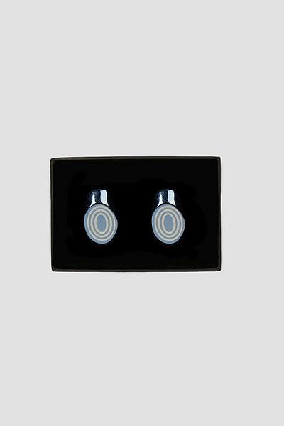 ALTINYILDIZ CLASSICS Herren-Manschettenknöpfe aus marineblauem Metall mit spezieller Geschenkbox