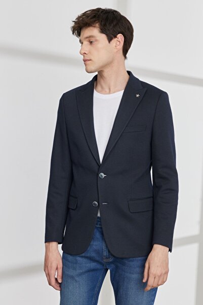 ALTINYILDIZ CLASSICS Men's Navy Blue Slim Fit Slim Fit Swallow Collar Pattern...