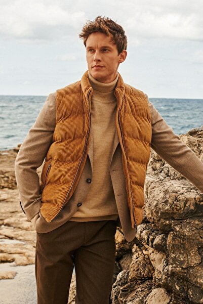 ALTINYILDIZ CLASSICS Πλεκτό πουλόβερ ανδρικό μπεζ με κανονική εφαρμογή με πλήρες ζιβάγκο