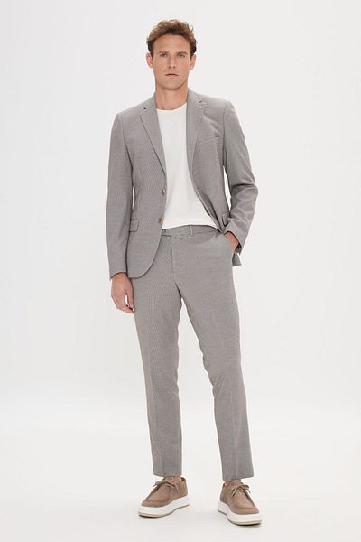 ALTINYILDIZ CLASSICS Men's Mink Slim Fit Slim Fit Mono Collar Striped Suit