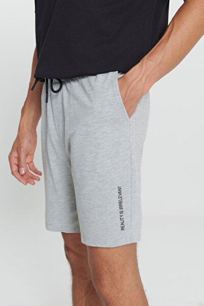AC&Co / Altınyıldız Classics Erkek Gri Melanj Standart Fit Normal Kesim Pamuklu Rahat Örme Şort