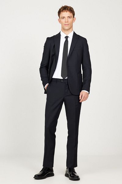 ALTINYILDIZ CLASSICS Men's Navy Blue Wool Extra Slim Fit Slim Fit Swallow Collar Suit