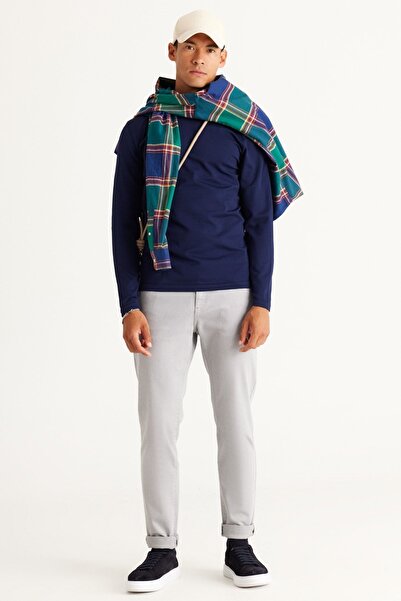 ALTINYILDIZ CLASSICS Erkek Lacivert Standart Fit Normal Kesim Yarım Balıkçı Yaka Triko Kazak