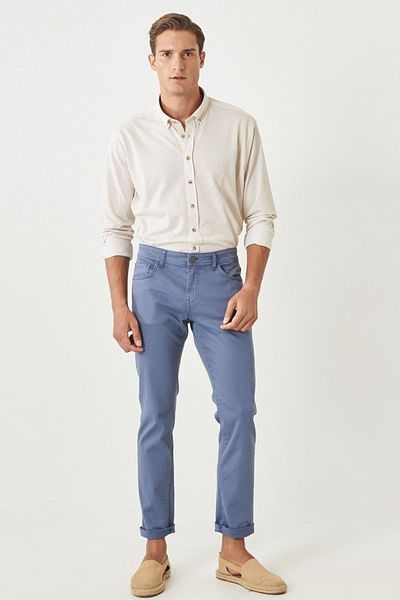 ALTINYILDIZ CLASSICS Ανδρικό Indigo Stretch 360 μοιρών σε όλες τις κατευθύνσεις Slim Fit Slim Fit Βαμβακερό άνετο παντελόνι