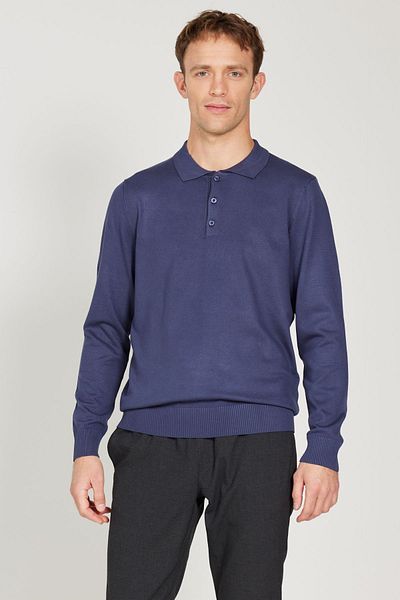 ALTINYILDIZ CLASSICS Чоловічий светр-поло з коміром стандартного крою Indigo Regular Fit з коміром-поло