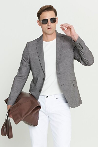 ALTINYILDIZ CLASSICS Erkek Kahverengi Slim Fit Dar Kesim Mono Yaka Desenli Bl...