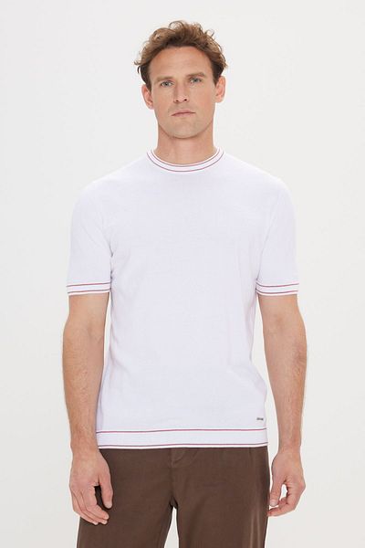 ALTINYILDIZ CLASSICS Tricou alb pentru bărbați, cu croiala normală, 100% bumbac