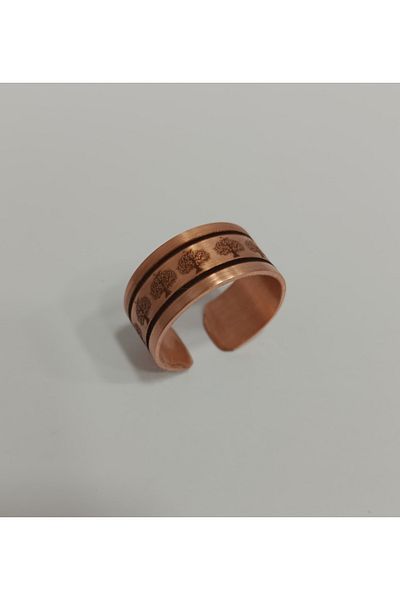 EldenEveBakır Copper Ring with Sequential Tree of Life Motif 10mm Lzry0014-2