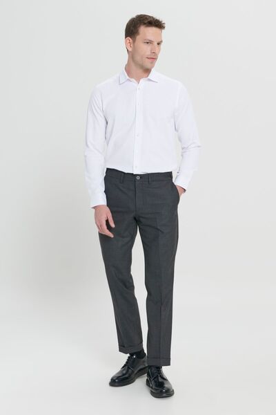 ALTINYILDIZ CLASSICS Erkek Siyah Comfort Fit Rahat Kesim Yan Cepli Desenli Beli Lastikli Pantolon