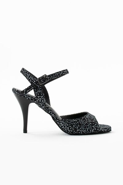 Volare Shoes Kadın Tango Dans Ayakkabısı Siyah Hakiki Deri El Yapımı Star