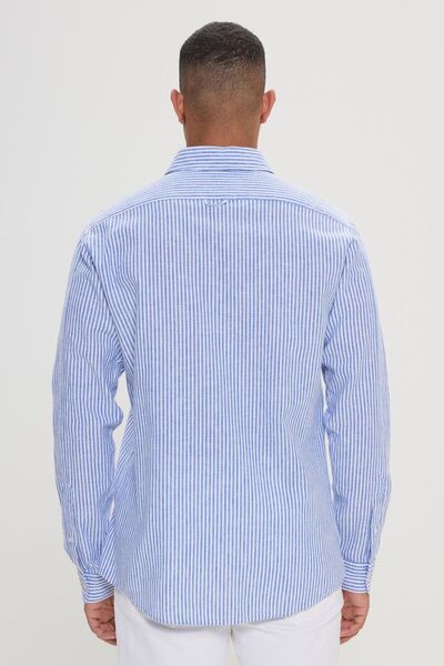 AC&Co / Altınyıldız Classics Ανδρικό πουκάμισο με ριγέ λινό μπλε-λευκό