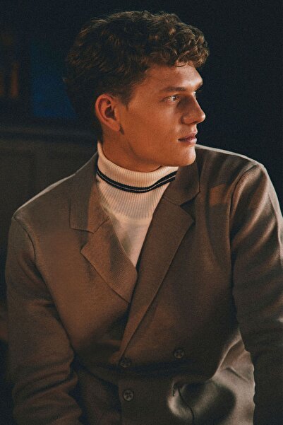 ALTINYILDIZ CLASSICS Мъжко трикотажно яке с двуредна яка и стандартна кройка от норка