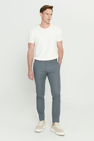 ALTINYILDIZ CLASSICS Ανδρικό γκρι-μπλε Slim Fit Slim Fit Dobby Flexible Casual Παντελόνι
