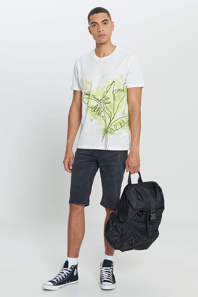 AC&Co / Altınyıldız Classics Weißes T-Shirt für Herren mit Rundhalsausschnitt, Standard-Passform, 100 % Baumwolle, weiche Textur, bedruckt
