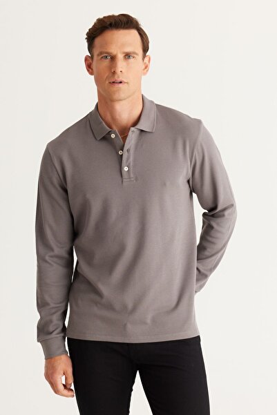 ALTINYILDIZ CLASSICS Hanorac gri pentru bărbați, 100% bumbac, slim fit, cu gu...