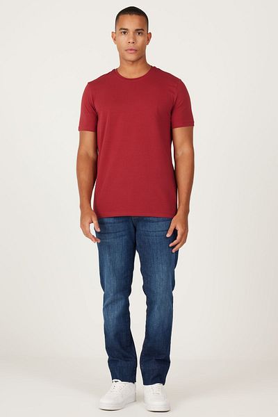 ALTINYILDIZ CLASSICS Ανδρικό μπλουζάκι Claret Red 360 Degree All Direction Stretch Slim Fit Crew Neck T-shirt