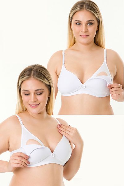 par lingerie pl Pachet de 2 sutien acoperit pentru alăptare - alb