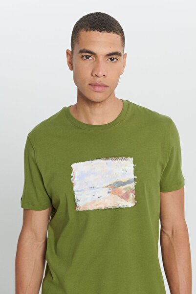 AC&Co / Altınyıldız Classics Ανδρικό μπλουζάκι με λαιμόκοψη 100% βαμβακερό 100% βαμβακερό με κανονική εφαρμογή