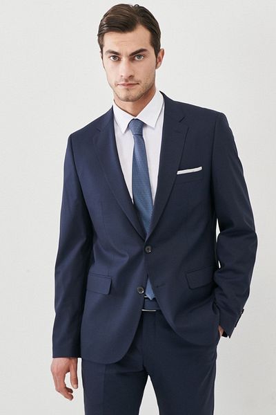 ALTINYILDIZ CLASSICS Men's Navy Blue Regular Fit Normal Cut Mono Collar Water and Stain Resistant Nano Suit