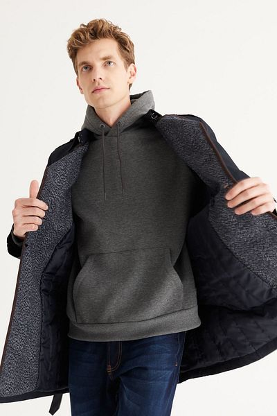 ALTINYILDIZ CLASSICS Ανδρικό πουκάμισο Navy Blue Standard Εφαρμογή κανονικού κοψίματος γιακά βαμβακερή καμπαρντίνα