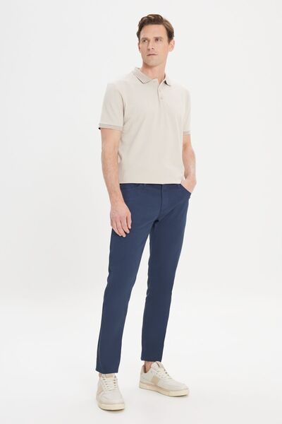 ALTINYILDIZ CLASSICS Men's Navy Blue Slim Fit Slim Fit 5 Pocket Dobby Flexible Trousers