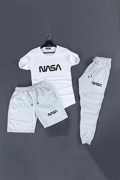 trendypassion Σετ φόρμας φόρμας 3 τεμαχίων NASA με κοντό μανίκι καλοκαιρινής λεπτής εφαρμογής