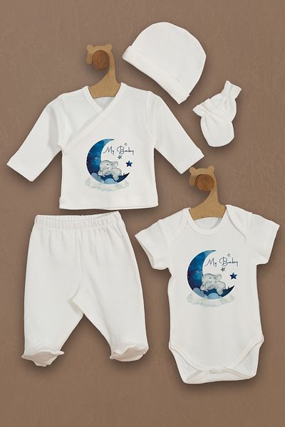 Homamia Set of 5 100% Organic Hospital Exit Elephants on the Blue Moon