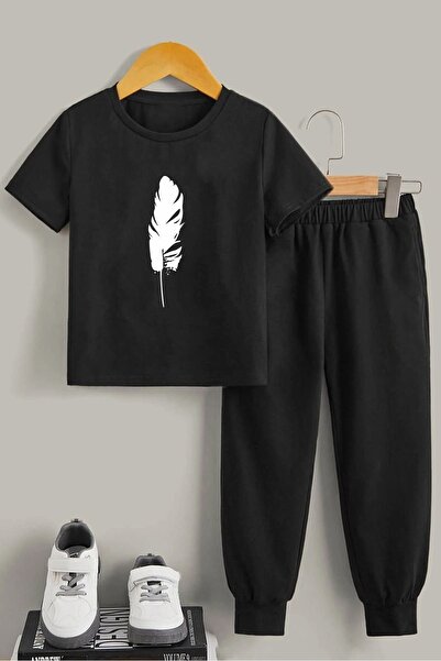 trendypassion الجزء السفلي من الريش للأطفال - طقم بدلة رياضية علوية