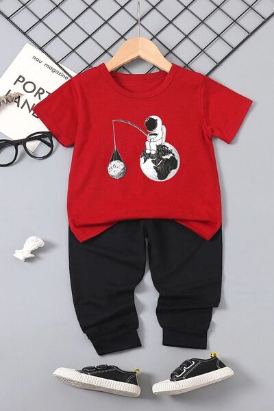 trendypassion Set de trening pentru partea de jos cu tematică spațială pentru...